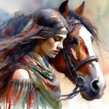 Digital Arts titled "horse painting wate…" by Simon Levin, Original Artwork, Digital Painting