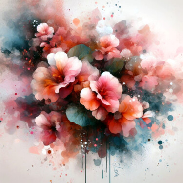 Digital Arts titled "flowering begonia" by Simon Levin, Original Artwork, Digital Painting
