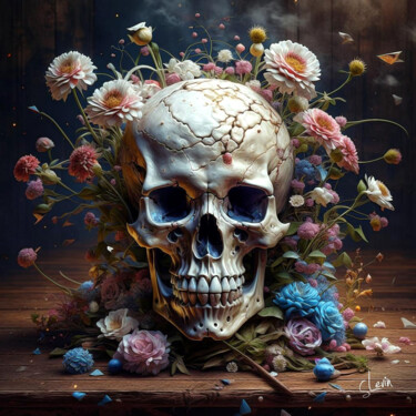 Digitale Kunst mit dem Titel "skull" von Simon Levin, Original-Kunstwerk, Digitale Malerei