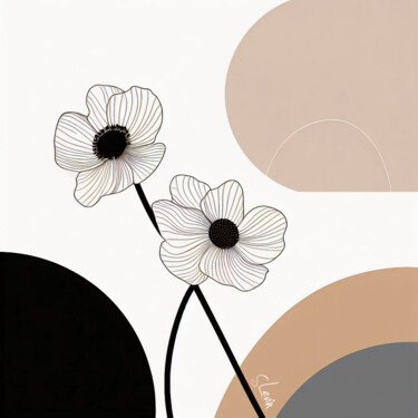 Digital Arts titled "white anemones" by Simon Levin, Original Artwork, Digital Painting