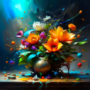 Digital Arts με τίτλο "bouquet" από Simon Levin, Αυθεντικά έργα τέχνης, Ψηφιακή ζωγραφική
