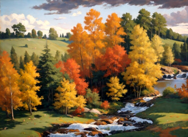 Digital Arts titled "autumn arrived" by Simon Levin, Original Artwork, Digital Painting