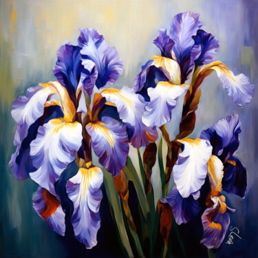 Digitale Kunst getiteld "iris flowers" door Simon Levin, Origineel Kunstwerk, Digitaal Schilderwerk