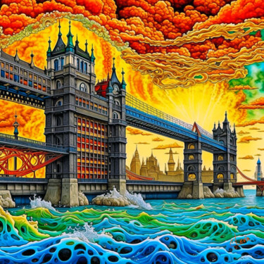 Arte digital titulada "tower bridge" por Simon Levin, Obra de arte original, Pintura Digital