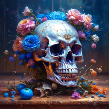 Digitale Kunst getiteld "human skull" door Simon Levin, Origineel Kunstwerk, Digitaal Schilderwerk