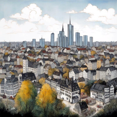 Digitale Kunst mit dem Titel "cityscape art frank…" von Simon Levin, Original-Kunstwerk, Digitale Malerei