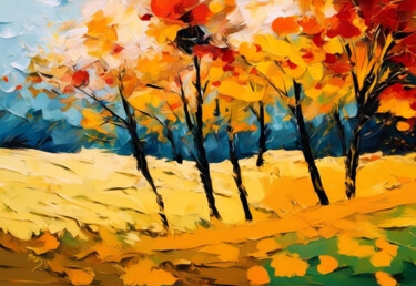 Artes digitais intitulada "autumn landscape pa…" por Simon Levin, Obras de arte originais, Pintura digital