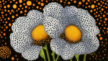 Цифровое искусство под названием "aster flowers wit 紫苑" - Simon Levin, Подлинное произведение искусства, Цифровая живопись