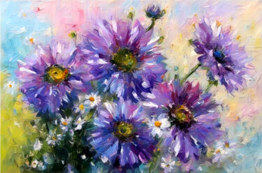 Digital Arts titled "aromatic aster" by Simon Levin, Original Artwork, Digital Painting