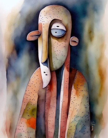 Arts numériques intitulée "human emotions elon…" par Simon Levin, Œuvre d'art originale, Peinture numérique