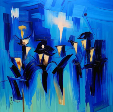 Fotografia intitulada "blue minstrel tript…" por Simon Levin, Obras de arte originais, Pintura digital
