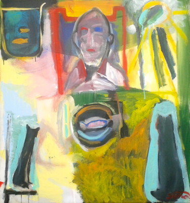Painting titled "fish supper (2)" by Simon Taylor, Original Artwork
