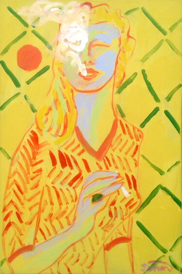 Painting titled "smoking blonde" by Simon Taylor, Original Artwork