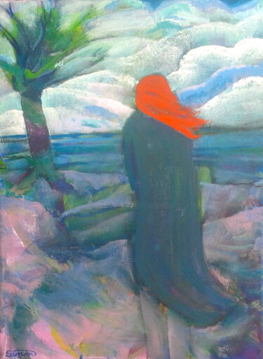 Peinture intitulée "girl with red hair" par Simon Taylor, Œuvre d'art originale