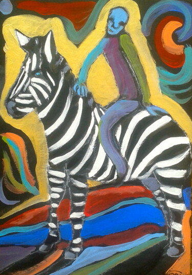 Peinture intitulée "zebra" par Simon Taylor, Œuvre d'art originale