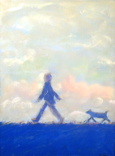 Peinture intitulée "dog walk 2" par Simon Taylor, Œuvre d'art originale