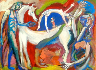 Painting titled "troupe" by Simon Taylor, Original Artwork