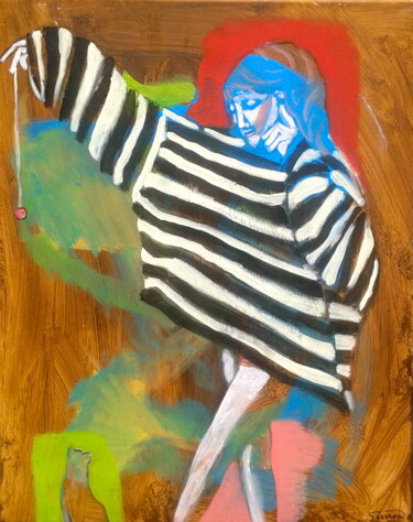 Malerei mit dem Titel "striped jumper 2" von Simon Taylor, Original-Kunstwerk
