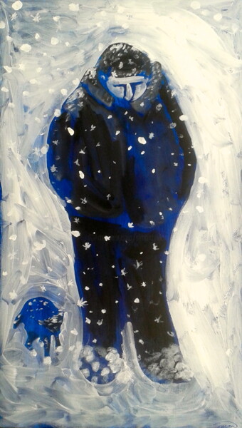 Painting titled "snow walk" by Simon Taylor, Original Artwork