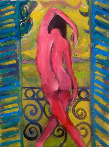 Schilderij getiteld "balcony" door Simon Taylor, Origineel Kunstwerk