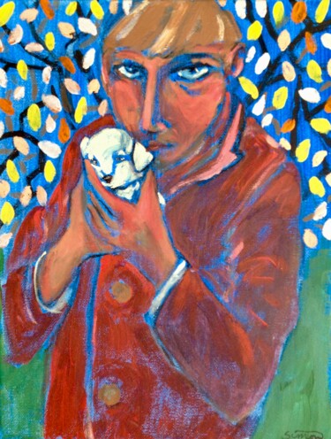 Painting titled "puppy" by Simon Taylor, Original Artwork