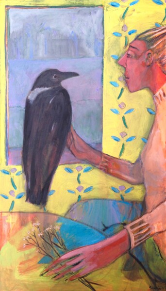 Painting titled "crow" by Simon Taylor, Original Artwork