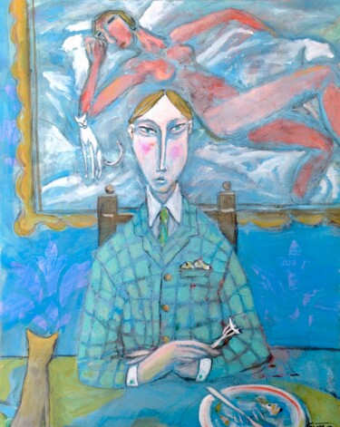 Painting titled "fish supper (4)" by Simon Taylor, Original Artwork