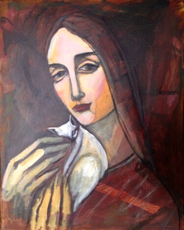 Painting titled "woman/cat 14" by Simon Taylor, Original Artwork