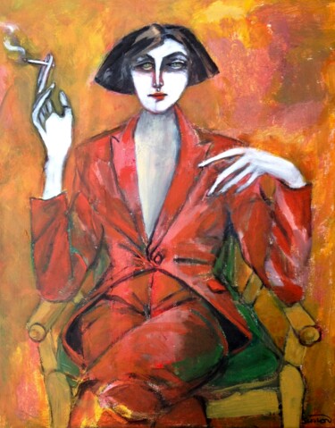 Painting titled "red suit" by Simon Taylor, Original Artwork