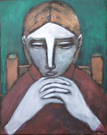 Painting titled "in thought" by Simon Taylor, Original Artwork, Acrylic