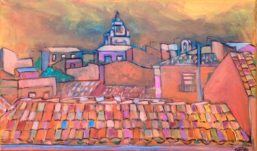 Painting titled "terrace view 2" by Simon Taylor, Original Artwork, Acrylic