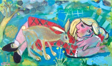 Malerei mit dem Titel "hare" von Simon Taylor, Original-Kunstwerk, Acryl