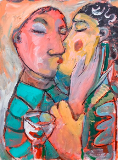 Painting titled "kiss- sketch" by Simon Taylor, Original Artwork, Acrylic