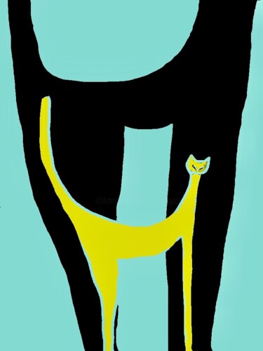 Цифровое искусство под названием "cat shadow" - Simon Taylor, Подлинное произведение искусства, Цифровая живопись