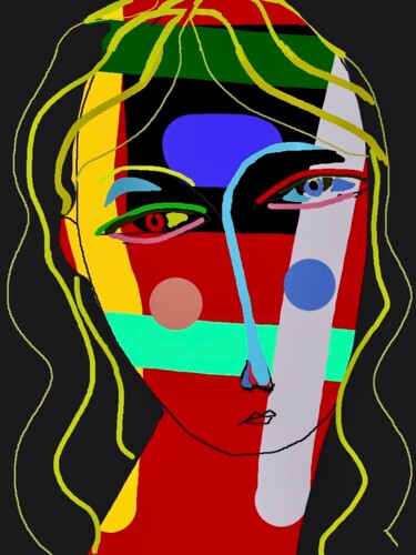 Arts numériques intitulée "colour head" par Simon Taylor, Œuvre d'art originale, Peinture numérique
