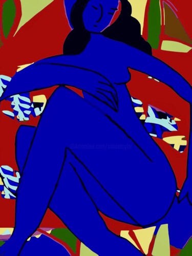 Digital Arts titled "blue woman" by Simon Taylor, Original Artwork, Digital Painting