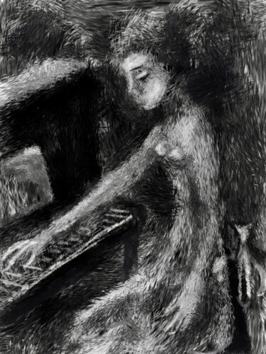 Digital Arts titled "girl at piano" by Simon Taylor, Original Artwork, Digital Painting