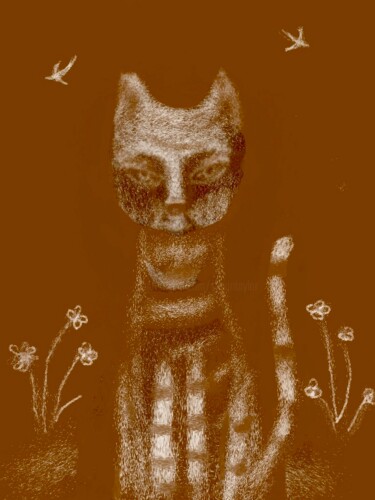 Digital Arts titled "cat 2" by Simon Taylor, Original Artwork, Digital Painting