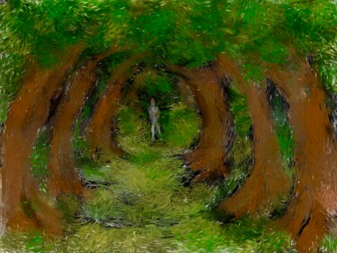 Digital Arts titled "walk in forest" by Simon Taylor, Original Artwork, Digital Painting