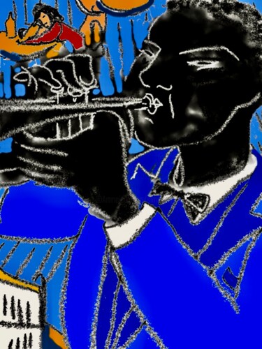 Digitale Kunst mit dem Titel "jazz club 2" von Simon Taylor, Original-Kunstwerk, Digitale Malerei