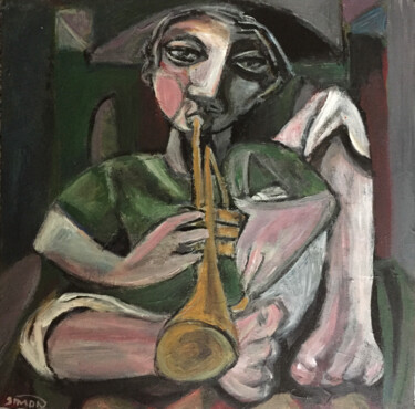 Peinture intitulée "trumpet player seat…" par Simon Taylor, Œuvre d'art originale, Acrylique