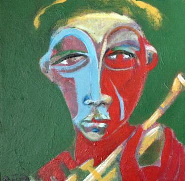 Schilderij getiteld "trumpet player (4)" door Simon Taylor, Origineel Kunstwerk, Acryl