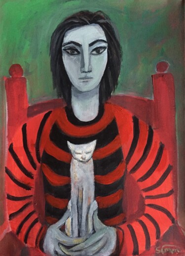 Malerei mit dem Titel "striped jumper 3" von Simon Taylor, Original-Kunstwerk, Acryl