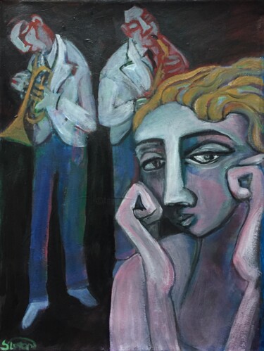 Pittura intitolato "jazz club -4-" da Simon Taylor, Opera d'arte originale, Acrilico