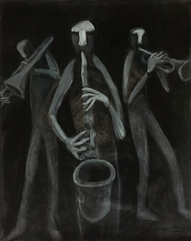 Painting titled "dark jazz" by Simon Taylor, Original Artwork, Acrylic