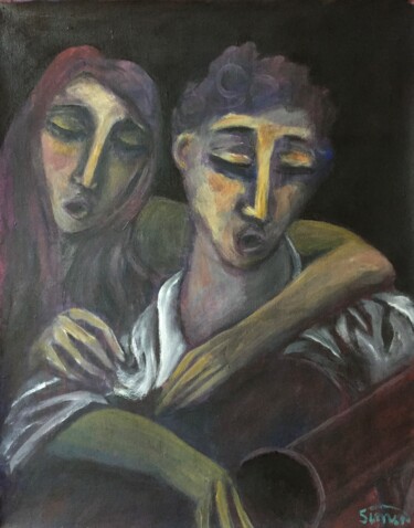 Painting titled "duet" by Simon Taylor, Original Artwork, Acrylic