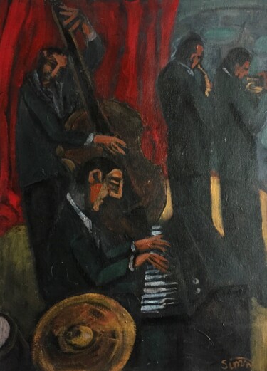 Painting titled "jazz club -6-" by Simon Taylor, Original Artwork, Acrylic