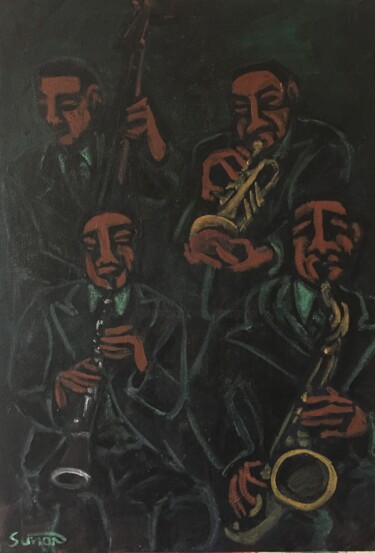 Painting titled "band 6" by Simon Taylor, Original Artwork, Acrylic