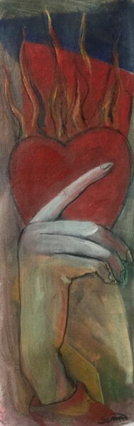 Painting titled "heart on fire" by Simon Taylor, Original Artwork, Acrylic