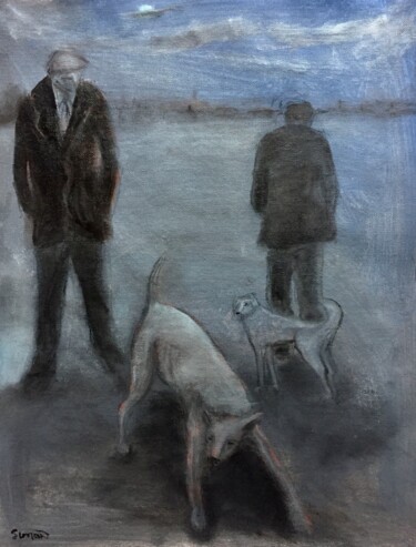 Painting titled "night walk" by Simon Taylor, Original Artwork, Acrylic